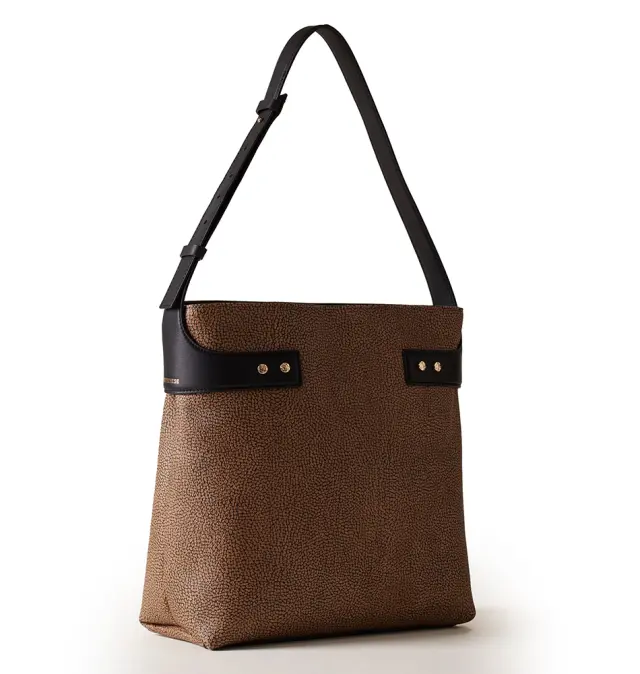 Τσάντα BORBONESE Armor Hobo Medium 91010024 Καφέ 3
