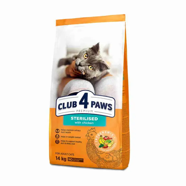 Club 4 Paws Sterilised Low Grain με Κοτόπουλο 14Kg Μονόχρωμο