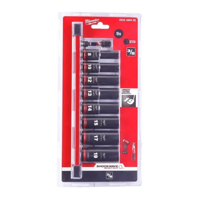 Milwaukee 4932480455 - ΚΑΡ/ΚΙΑ ΚΡΟΥΣΗΣ ΜΑΚΡΙΑ SHW 3/8'' SET 9τμχ MW 2