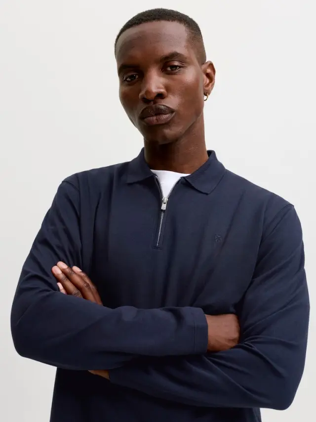 JPRBLAETHAN LS ZIP POLO - Night Sky 2