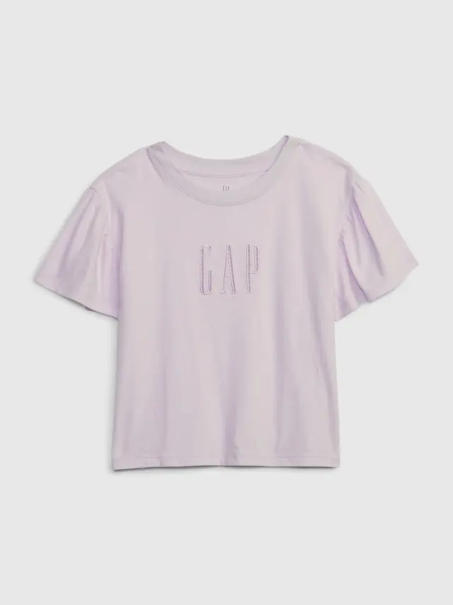 Μωβ Παιδική Gap Logo Flutter Sleeve Μπλούζα PURPLE LILAC 193