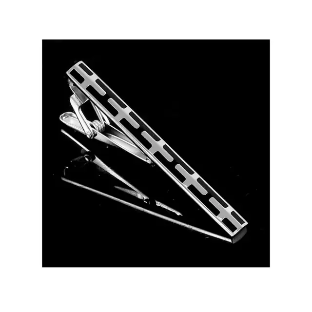 Ασημί Μαύρο Κλιπ Γραβάτας 6 cm με Σμάλτο – LGD-TC/67/ENAMEL