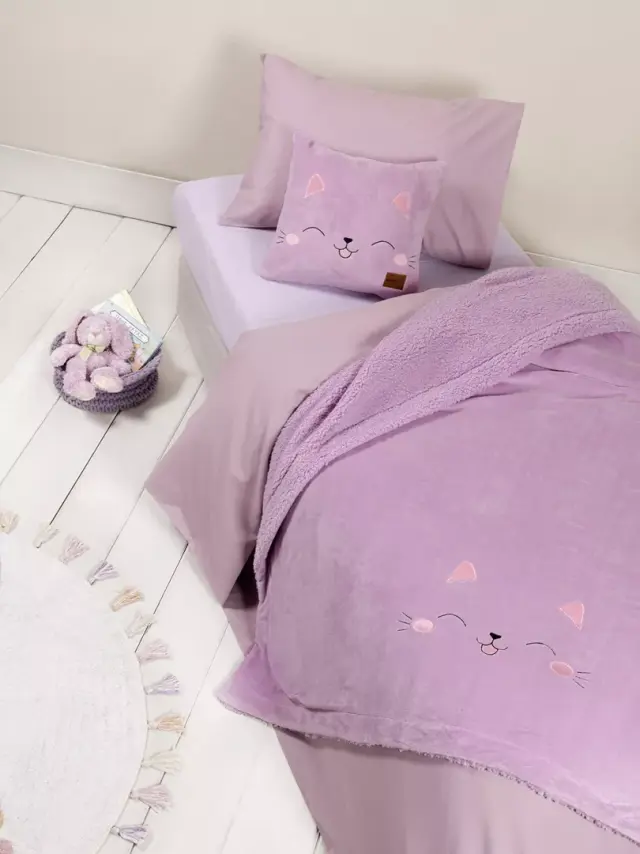 Κουβέρτα 160Χ220 Μονή Fleece Nima Lily Lilac 100% Πολυέστερ
