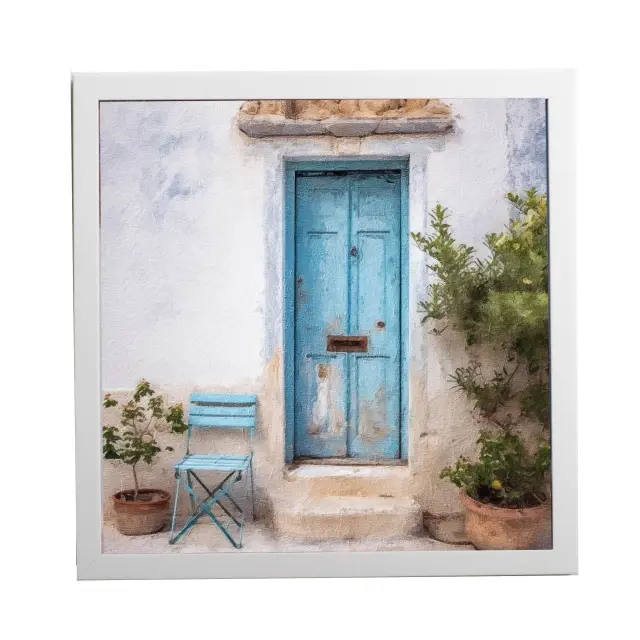 Θέμα (island 9 ) 1 Κάδρο 37x37cm κορνίζα ξύλινη χρώμα λευκό θέμα με πλαστικοποίηση (Κ 2033/3+9 island)