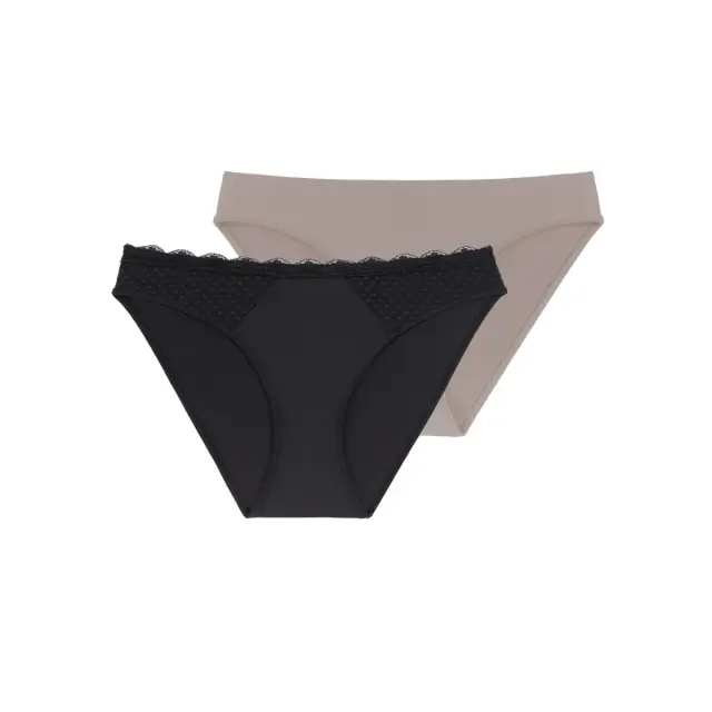 DORINA Γυναικείο Slip Aidan Brief - Διπλό Πακέτο, Χρώμα Μαύρο-Μπεζ - M