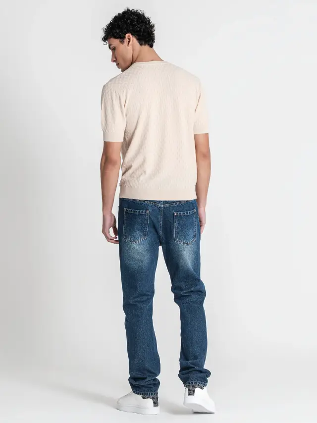 Gianni Kavanagh Ανδρικό SQUARED Πλεκτό T-Shirt – Beige - M 3