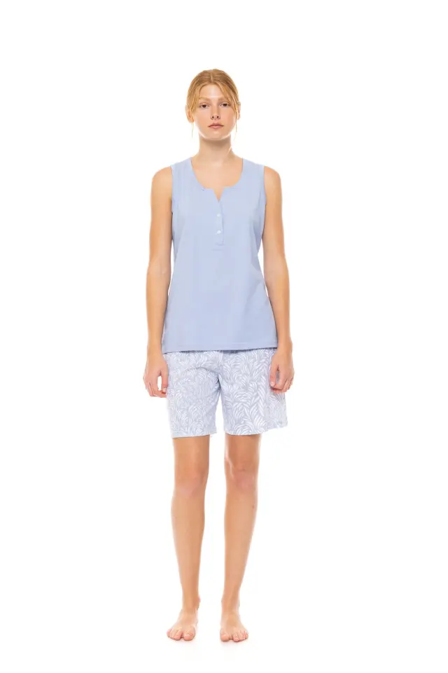 S1497 - Type - PYJAMA SHORTS ICE BLUE FLEUR