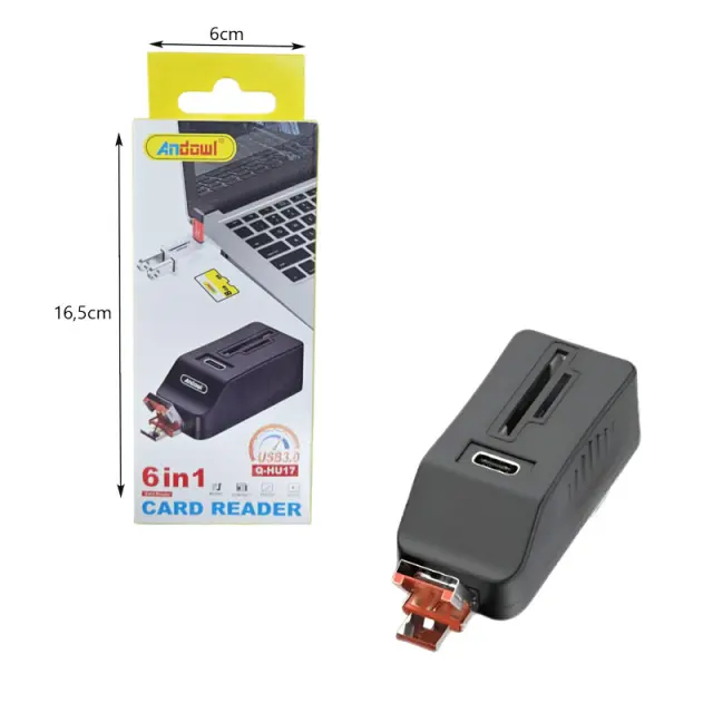 Andowl Αναγνώστης καρτών 6 σε 1 Q-HU17 - Card Reader USB 3.0 716663 2