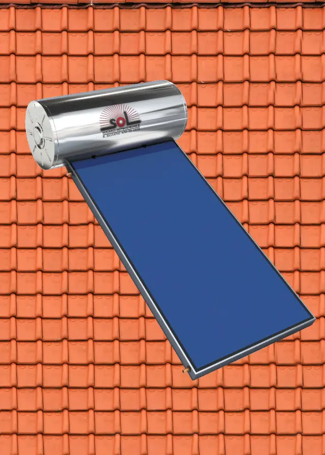 Ηλιακός Θερμοσίφωνας SOL-Violaris 200lt/2.5m² Glass/Inox Επιλεκτικός Τιτανίου FULL PLATE (Ενιαίο Πάνελ) Διπλής Ενέργειας Κεραμοσκεπής