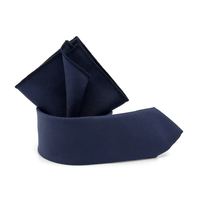 Μπλε Navy Ιριδίζουσα Γραβάτα Oxford 6,5 cm με Ασορτί Μαντήλι 2