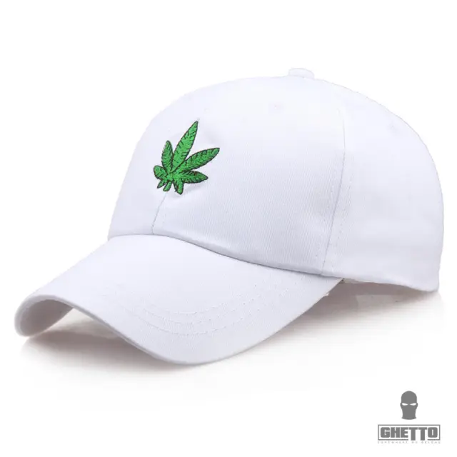 Ghetto Cap Maple Leaf Embroidery 6-Panel White