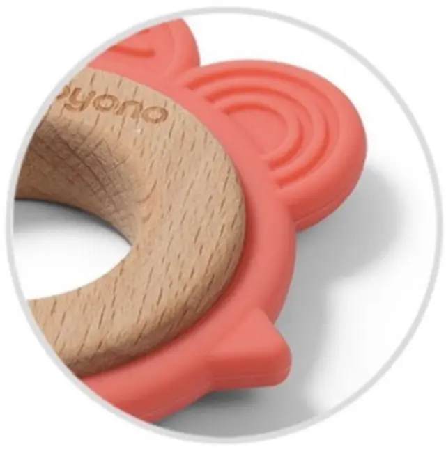 Ορθοδοντικό Μασητικό Σιλικόνης με Ξύλο Flower Babyono Orange 1075/03 2