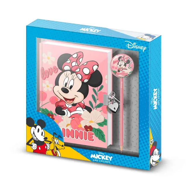 Σετ ημερολόγιο μολύβι Minnie Mouse Pink Padlock Diary + Pen -04860