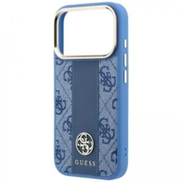 Θήκη TPU & PC Guess Apple iPhone 18 Pro/ 17 Pro MagSafe Leather Stripe Round Classic Logo Μπλε N71806 2