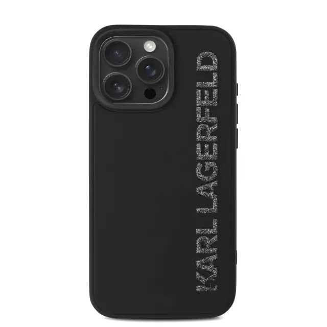 Karl Lagerfeld 3D Rubber Glitter Logo Case for iPhone 15 Pro Max Black 3