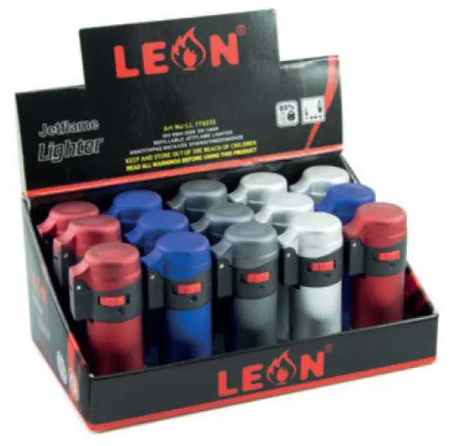 15x Leon Αναπτήρας Αντιανεμικός - Μεγάλος Metallic Barrel Jetflame (170232) 2