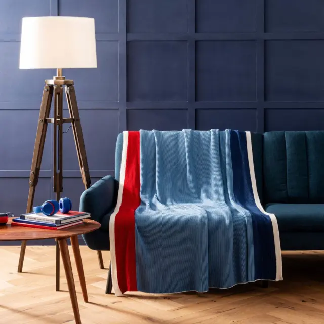 Ριχτάρι Πολυθρόνας Πλεκτό Tommy Hilfiger Newport Γαλάζιο 130x170