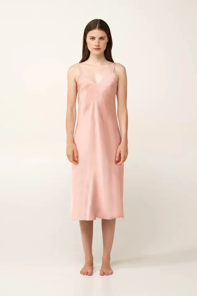 Σατέν Νυχτικό με Τιράντες Vamp 24175 ROSE DUSTY