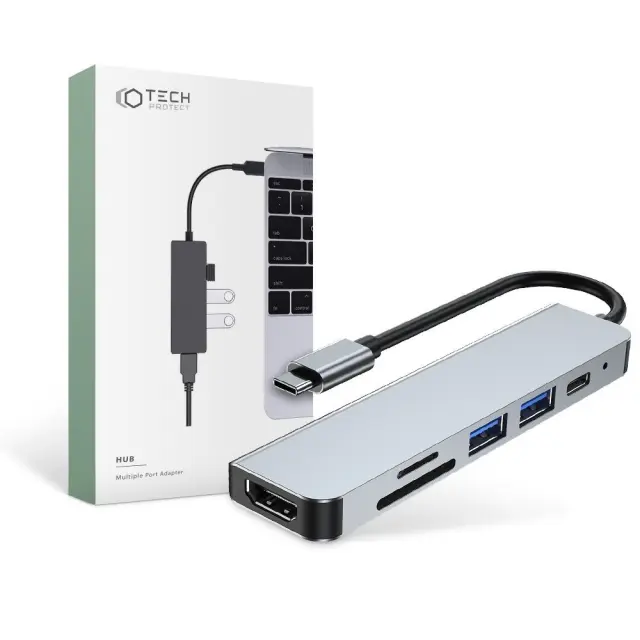 Hub 6in1 Tech-protect V4 Gray
