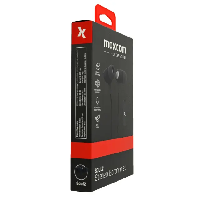 Hands Free Maxcom Soul 2 Stereo Earphones 3.5mm Μαύρα με Μικρόφωνο και Πλήκτρο Απάντησης/Σίγασης 3