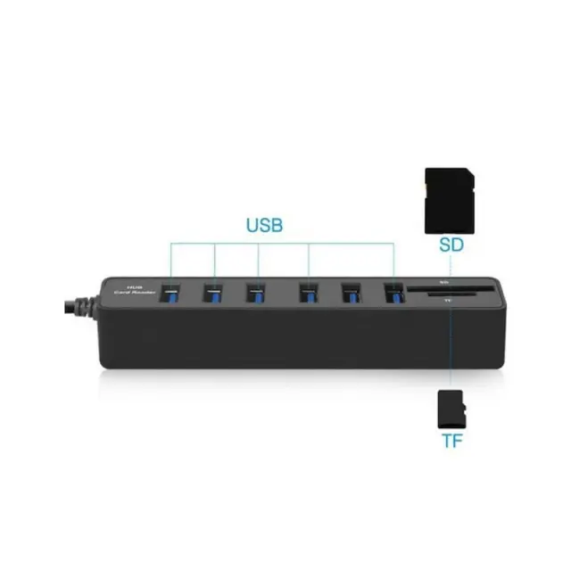 Andowl USB 3.0 Hub 8 Θυρών με σύνδεση USB-C Q-HU300B - Card Reader 075962 3