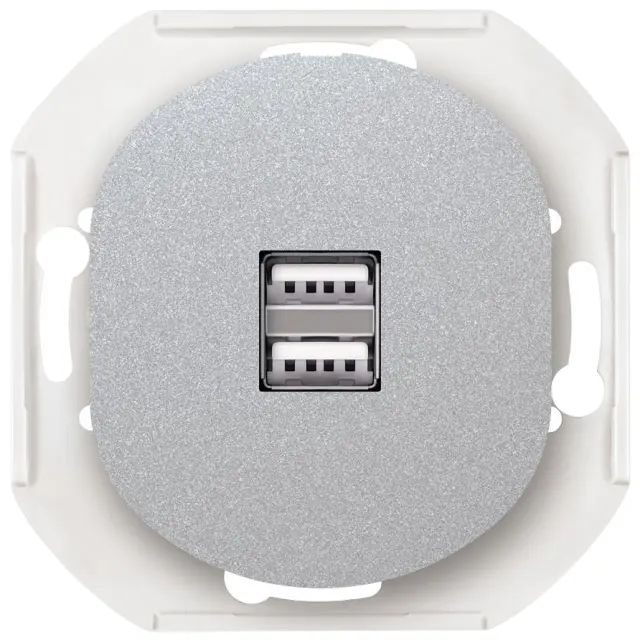 EON E6161.S 2xUSB charger 2,1A 5V without cover frame, silver 15.005.0189