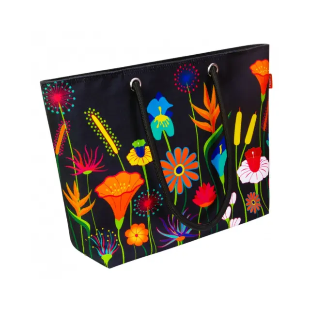 Pylones Υφασμάτινη Τσάντα με φερμουάρ / Shopping & Beach Bag: My Daily Bag (5 σχέδια) Jardin fleuri