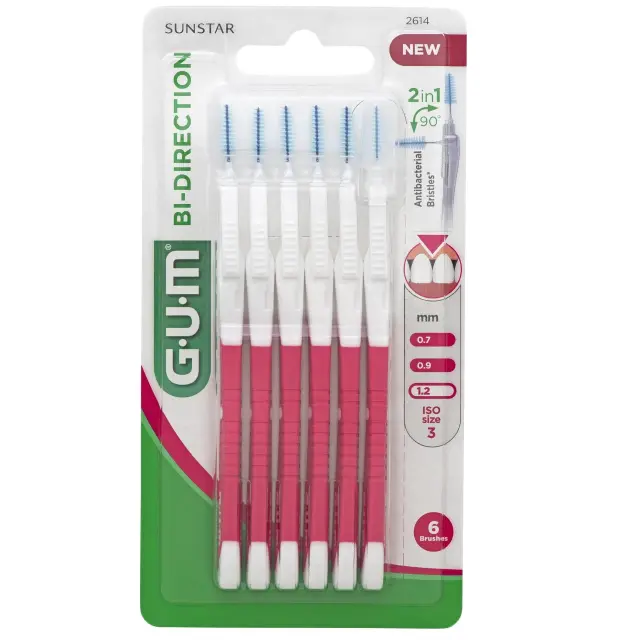 Gum Bi-Directional Fine 1,2 (2614) Μεσοδόντια Βουρτσάκια για Αποτελεσματική Αφαίρεση της Πλάκας, 6τεμ