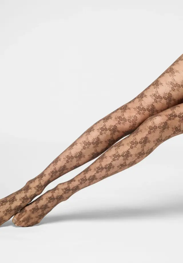 Oroblu Stylish Lace Καλσόν Ημι-Διάφανο Με Φλοράλ Δαντέλα 30 Denier Σοκολατί 2