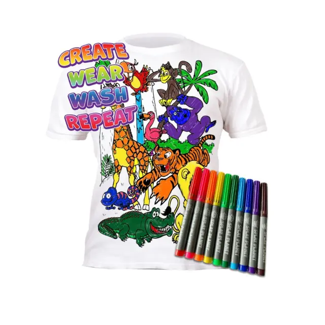 Splat Planet Πλενόμενο t-Shirt Ζωγραφικής με Μαρκαδόρους: Zoo 3-4 ετών 2