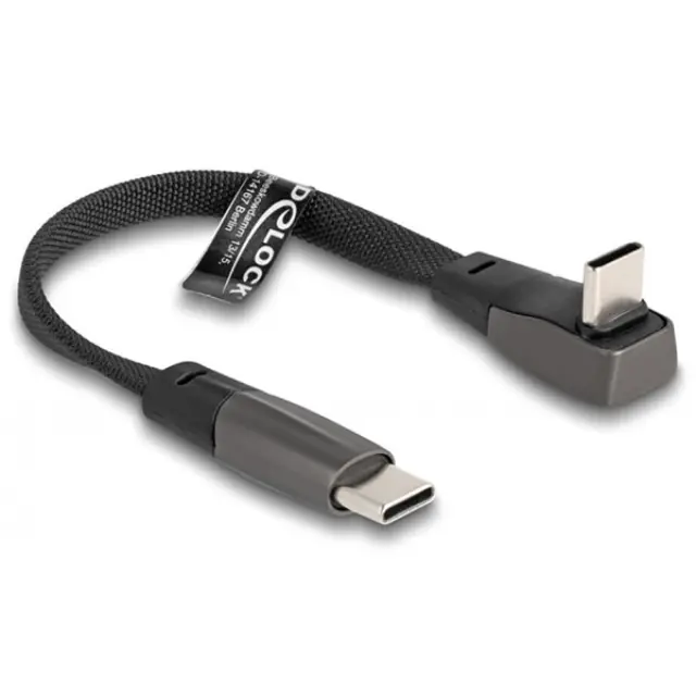 Καλώδιο Delock Flat USB-C to USB-C 90° 60W Black 0.14m (80750)