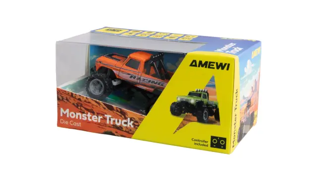 AMEWI Monster Truck Τηλεκατευθυνόμενο Αυτοκίνητο με Μεταλλικό Αμάξωμα & Cruise Control 1:64 Πορτοκαλί 22705 2