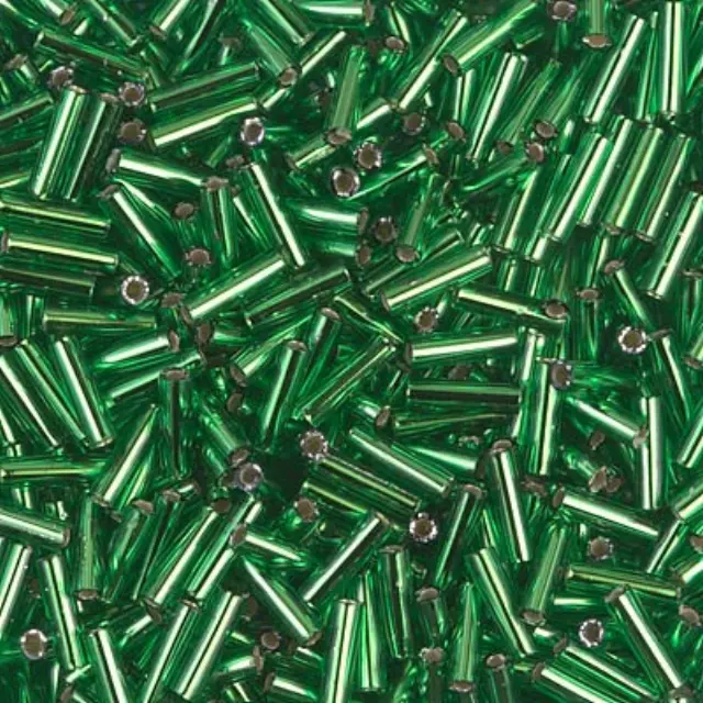Χάντρα Miyuki Glass Bugles - 014 - Silver Lined Green 6mm - 10gr
