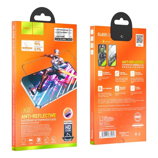 Tempered Glass Hoco A32 Anti Reflective Dustproof 0.33mm για Apple iPhone 14 Pro Max Μαύρο 2