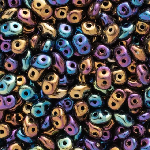 Χάντρα Superduo - Jet Rainbow Iris - 2.5x5mm ~7gr