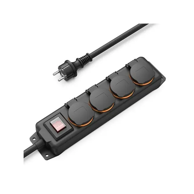 Hama Power Strip 4-socket SCHUKO, 4m, 3680W, IP44 Black (223064)