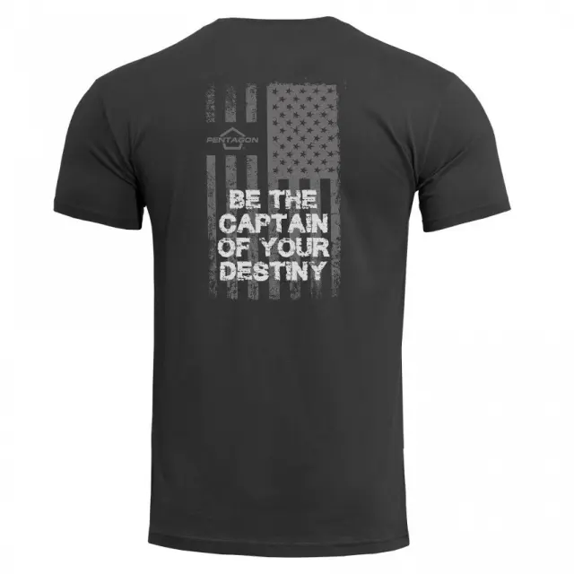 Pentagon Ageron "American Flag" T-Shirt-Μπλουζάκι Μακό για Τακτική- Καθημερινή Χρήση - 01-Black-Μαύρο