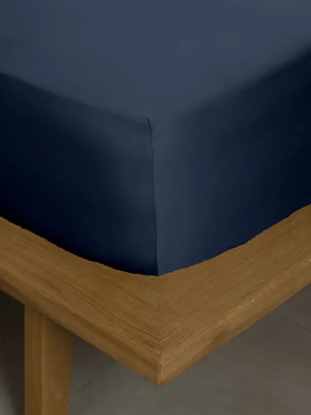 Σετ Σεντόνια Βαμβακοσατέν Omnia μονόχρωμα Blue King Size (280x300) Sunshine 3