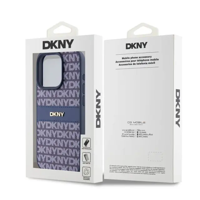 DKNY® Repeat Pattern Tonal Stripe Θήκη για iPhone 15 Pro- Blue 2