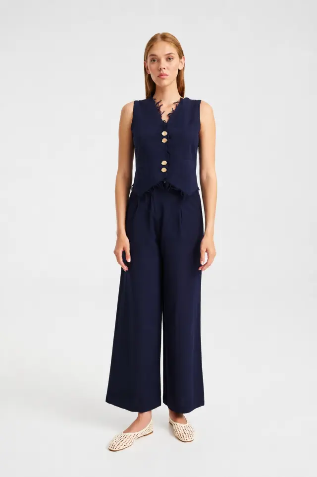 Λινή Παντελόνα Wide Leg REGINE TROUSER - XS 2