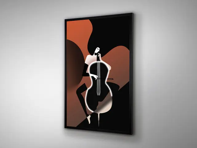 Violonchelo 708197 μοντέρνο έργο τέχνης πίνακας φωτιζόμενος Άσπρο Κόκκινο Μαύρο 2