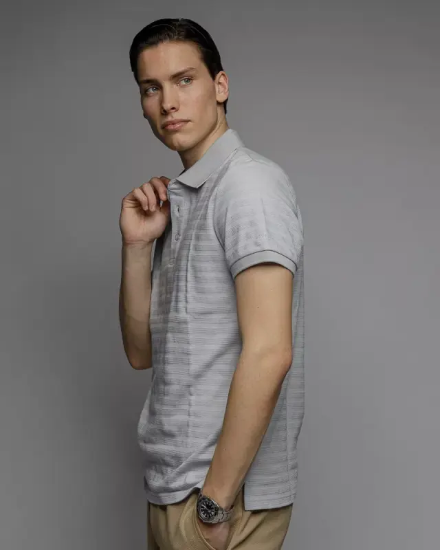 Devergo Ανδρικό Ριγέ Polo Shirt 4015 – Grey - M 2