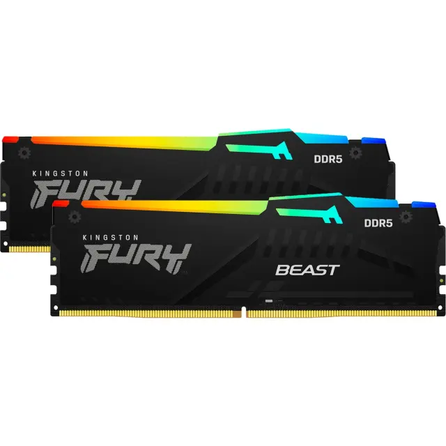 Kingston DIMM 32 GB DDR5-5200 (2x 16 GB) Dual-Kit (black, KF552C40BBAK2-32, FURY Beast RGB, INTEL XMP)