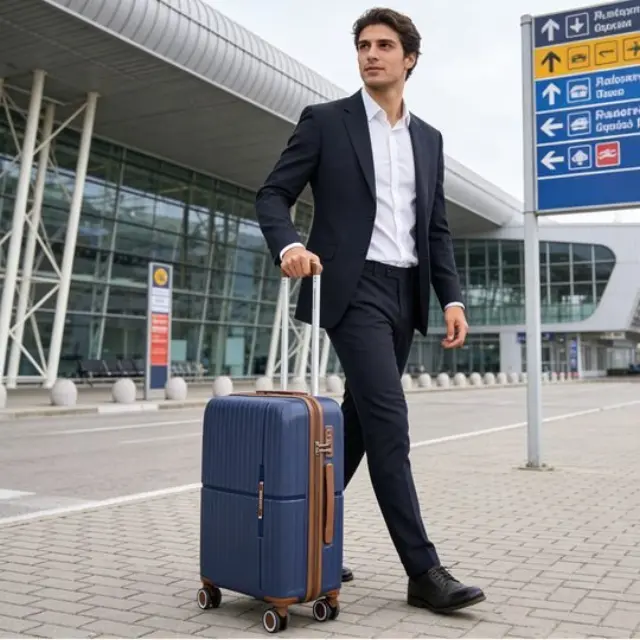 Βαλίτσα σκληρή Newcom N1596 (PP) μικρή μεσαία 56x22x37 cm + 67x22,5x43 cm μπλε - Small 2