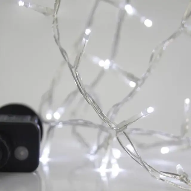 240 LED Λευκό Επεκτεινόμενο 8 Προγράμματα Διάφανο Καλώδιο IP44