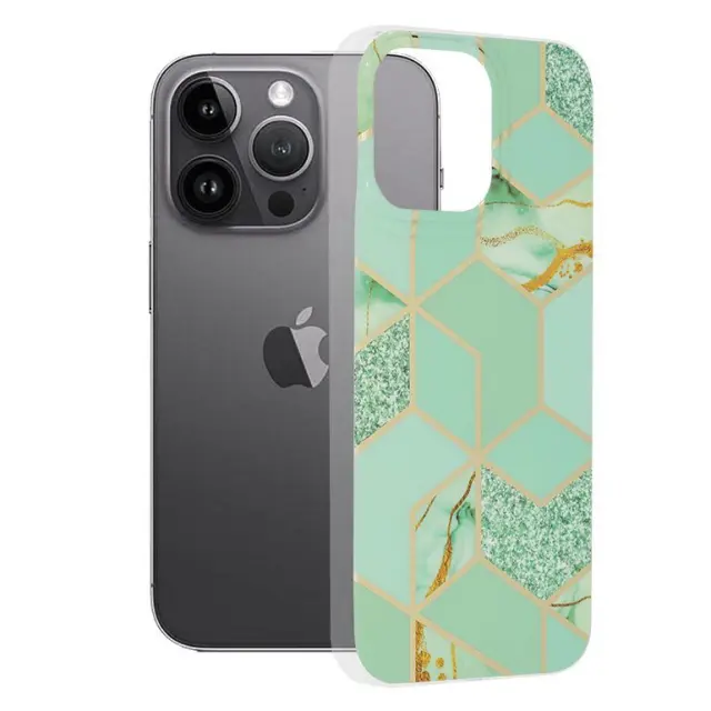 Techsuit® Marble Series Προστατευτική Θήκη Σιλικόνης για iPhone 14 Pro Max - Green Hex