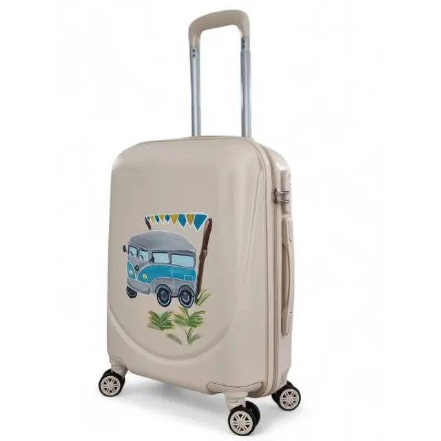 Σκληρή Παιδική Βαλίτσα Καμπίνας PLAYFULBAGS PS219-20 55x40x20cm – Μπεζ με Χειροποίητο Σχέδιο Βανάκι 2