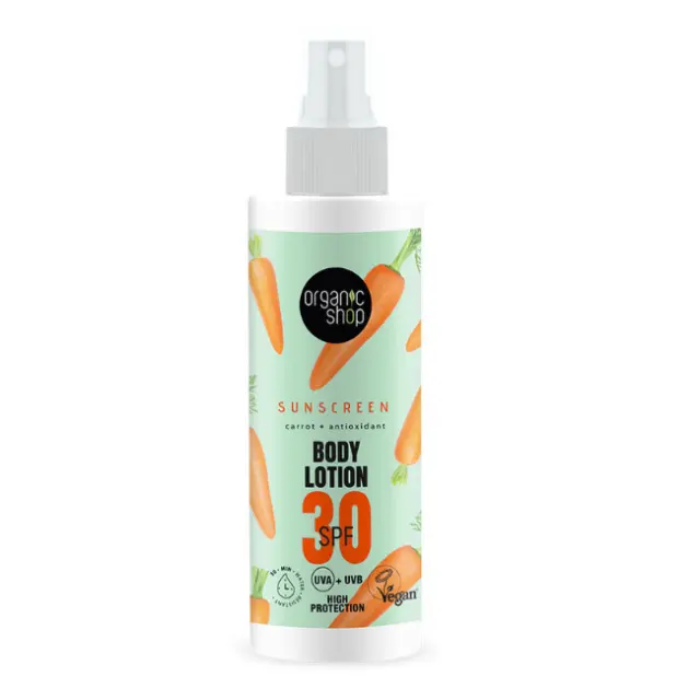 Natura Siberica Organic Shop Αντηλιακό Γαλάκτωμα Σώματος Καρότο SPF30 150ml