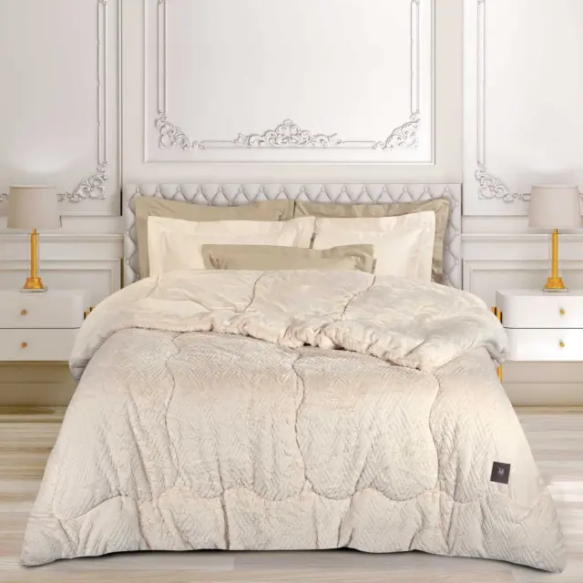 Κουβερτοπάπλωμα 240x250 King Size 770gsm Essential Greenwich Polo Club 3952 Ivory 100% Πολυέστερ