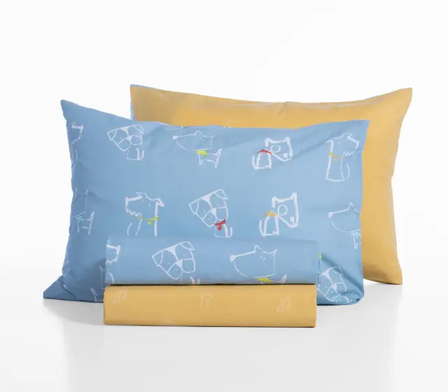 ΠΑΙΔΙΚΑ ΣΕΤ ΣΕΝΤΟΝΙΑ ΜΟΝΑ DOG LIFE 170X260 NEF-NEF HOMEWARE, 100% BAMBAKI - BLUE (039541)